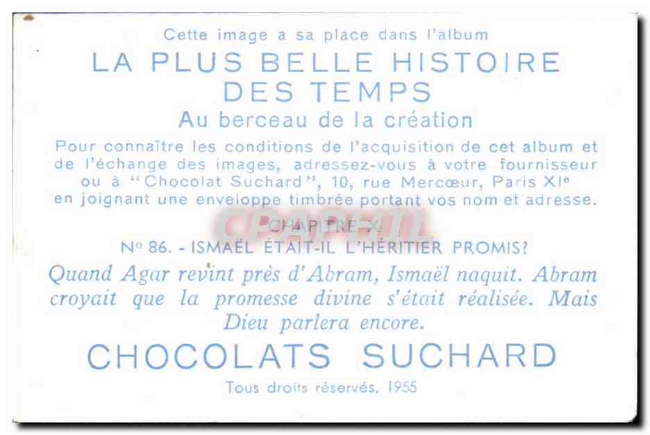 Image Chocolats Suchard ismael etait il l'heritier promis ? — Verso