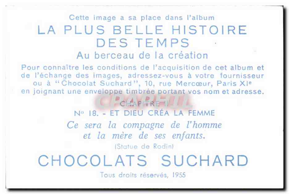 Image Chocolats Suchard Et Dieu crea la femme  — Verso