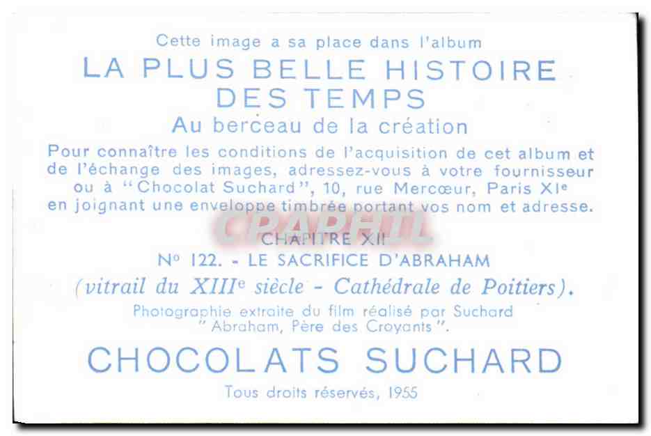 Image Chocolats Suchard Le sacrifice d'Abraham — Back