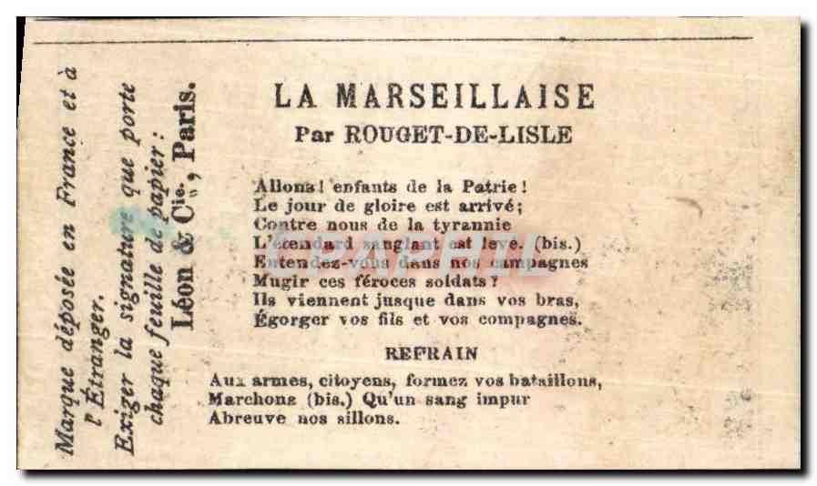 Image La Marseillaise Rouget de L'Isle Revolution Francaise — Verso