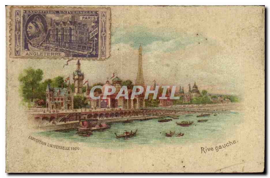 Chromo Angleterre Paris Rive gauche Exposition Universelle Angleterre Victoria Tour Eiffel