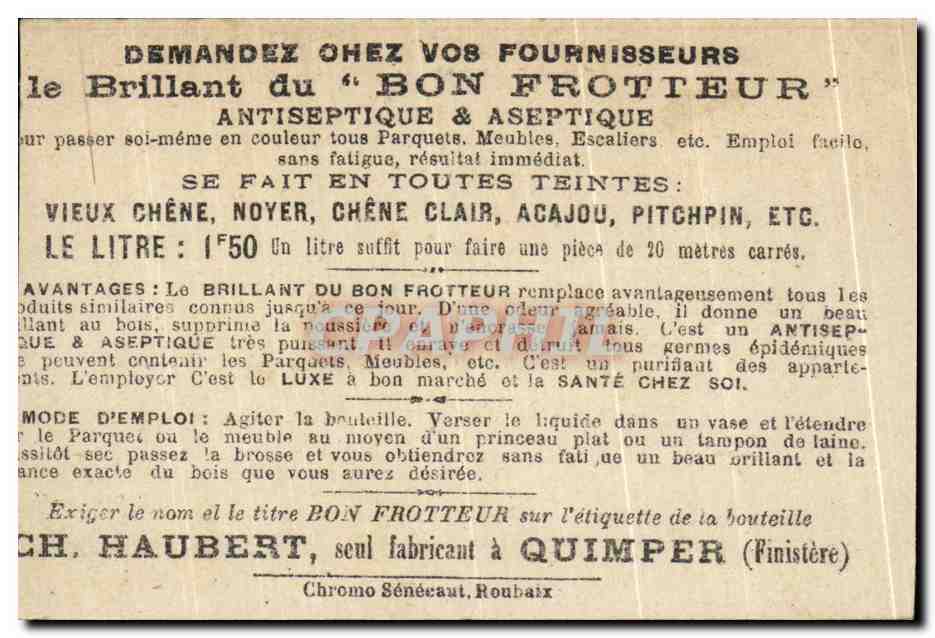Chromo Brillant du Bon Pasteur Attelage transport du lait Cheval Haubert Quimper — Rückseite