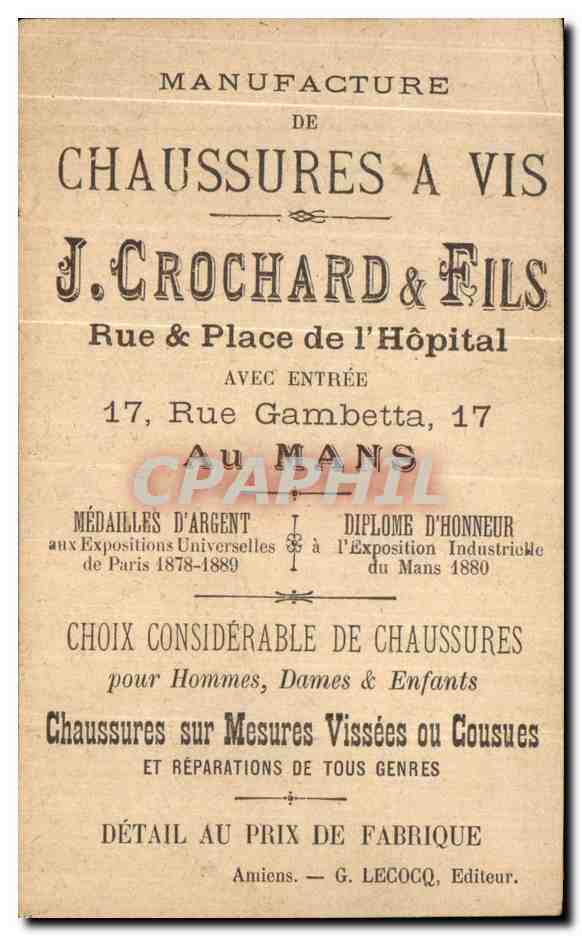 Chromo Manufacture De Chaussures A Vis Crochard Fils Rue Place de l'Hopital  — Rückseite