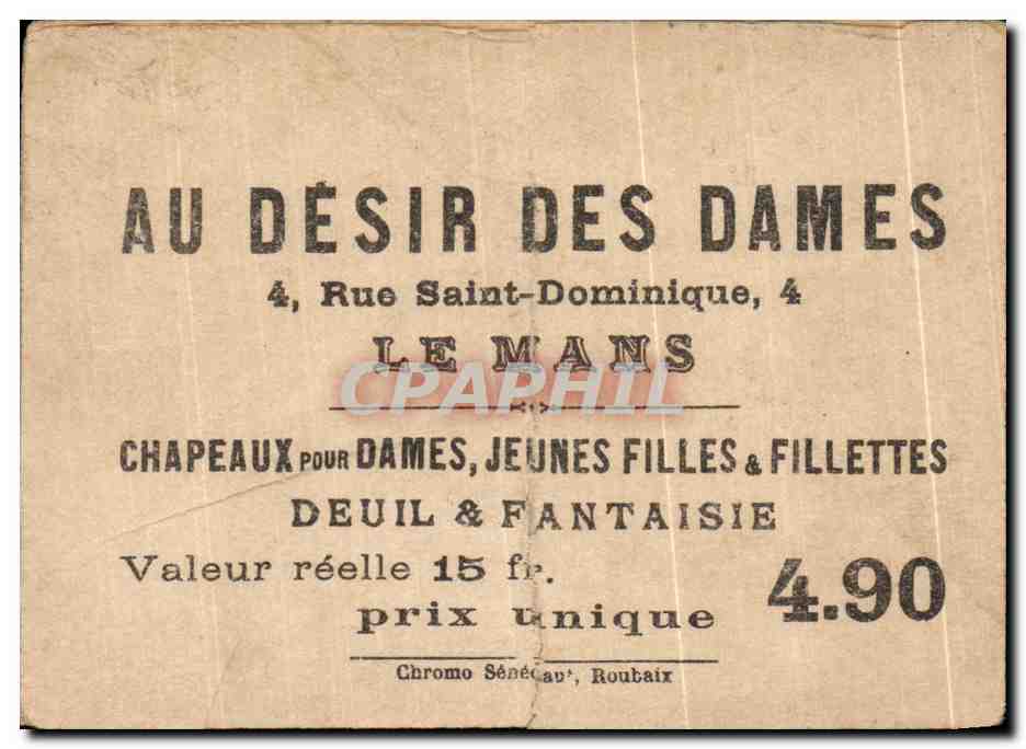 Image Au Desir Des Dames rue Saint Dominique Le Mans Idylle — Verso