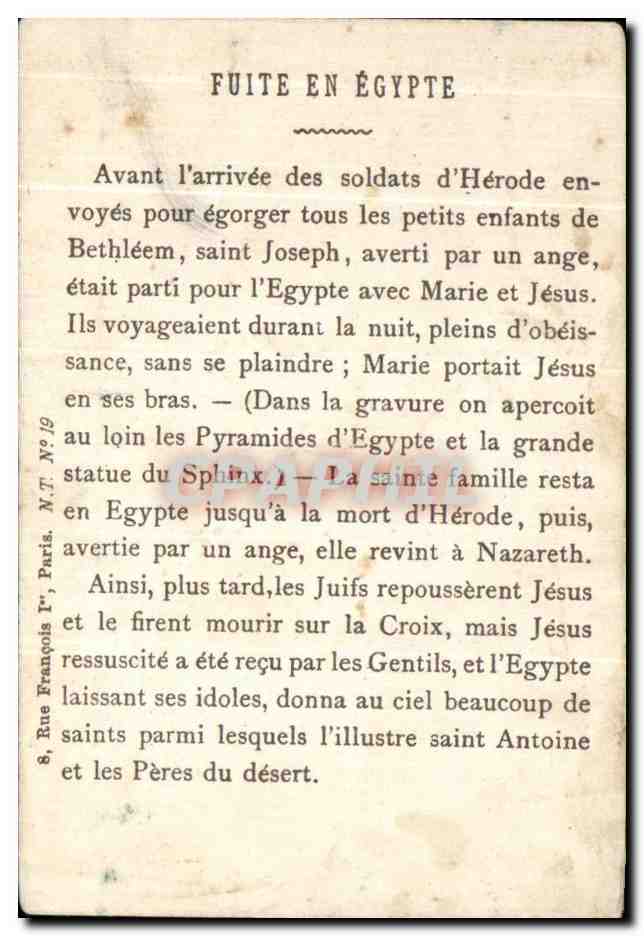 Chromo La Fuite En Egypte Egypt Ane Donkey  — Verso
