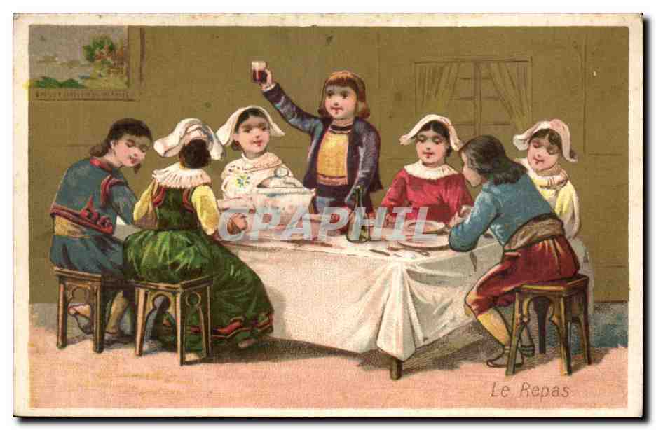 Chromo Enfants a table le repas
