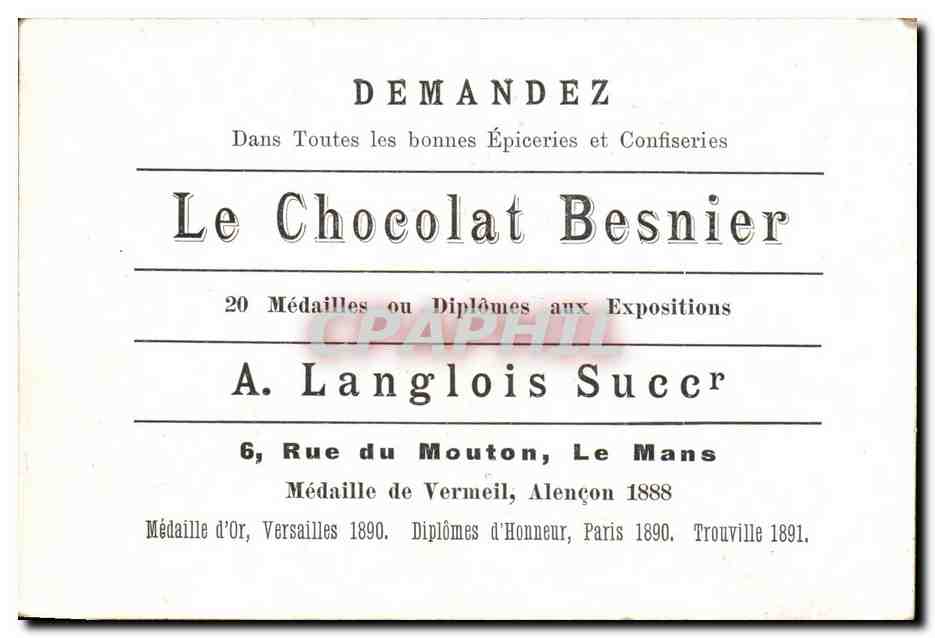 Image chocolat Besnier Fleurs Roses  — Verso