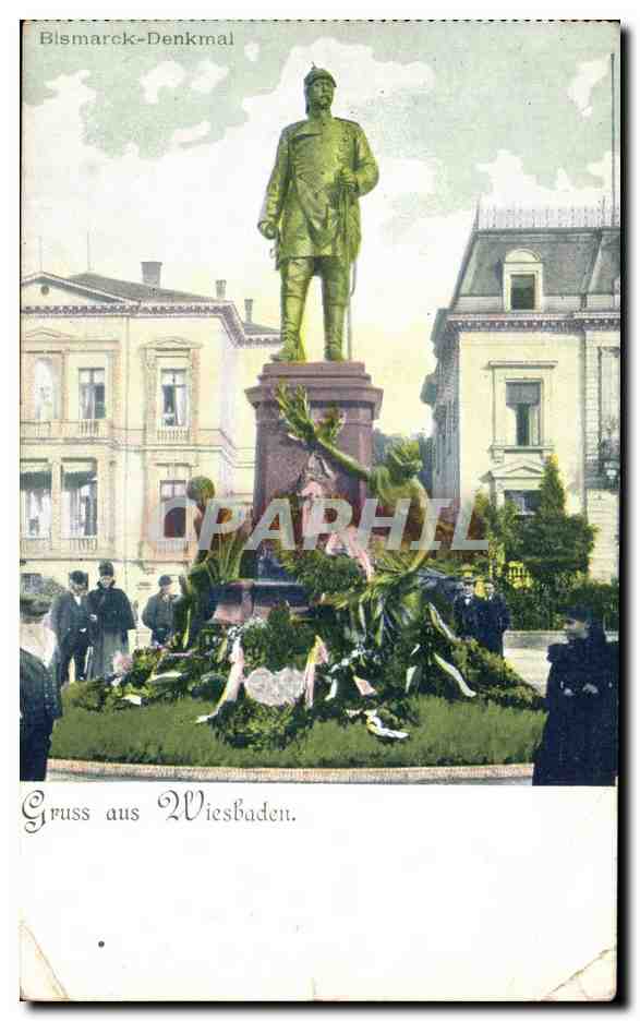 CPA Blsmarck Denkrnal Gruss aus Wiesbaden