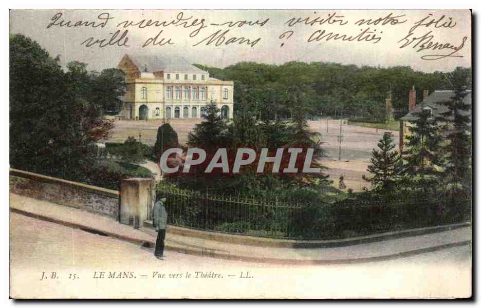 CPA Le Mans Vue vers le Theatre