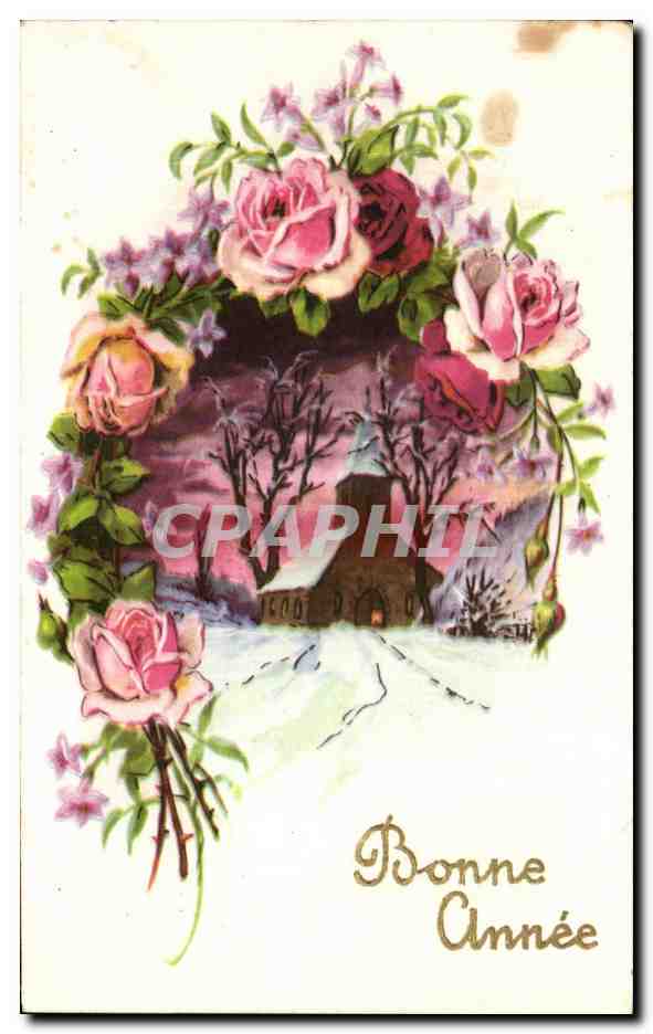CPA Fantaisie Fleurs Bonne Annee