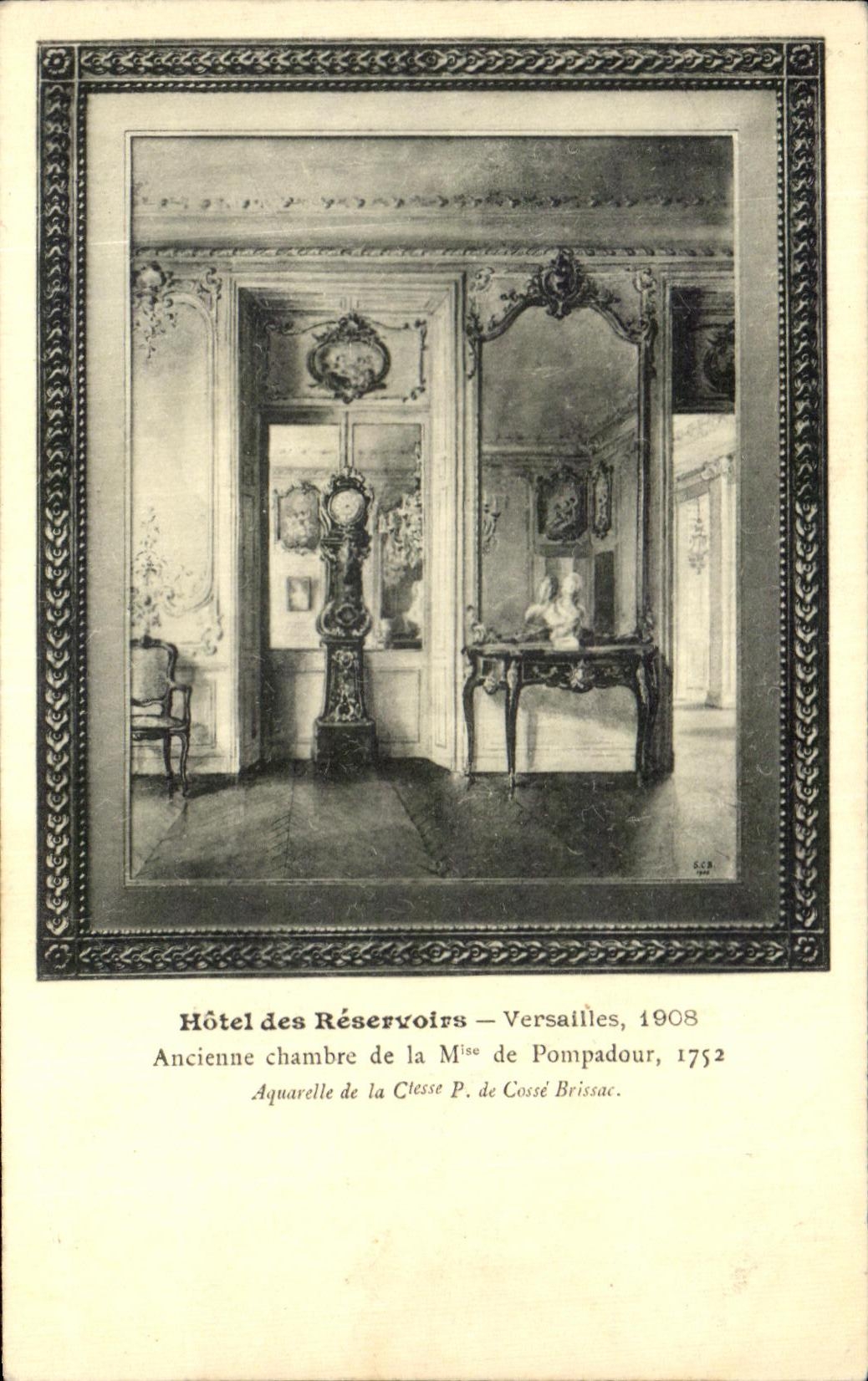CPA Hotel des reservoirs versailles Ancienne chambre de Mme de Pompadour 