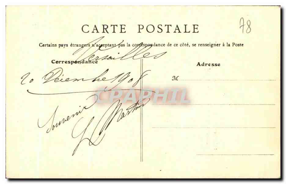 CPA Hotel des reservoirs versailles Ancienne chambre de Mme de Pompadour  — Verso