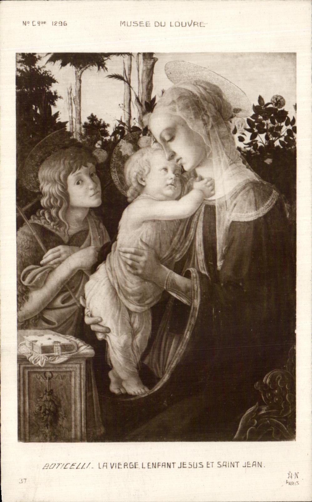 CPA Boticelli La Vierge Jesus Et Saint Jean Musee du Louvre Paris 
