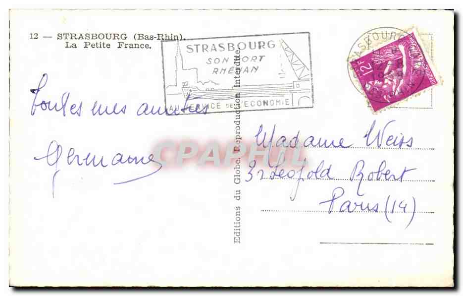 CPA Strasbourg La Petite France — Back