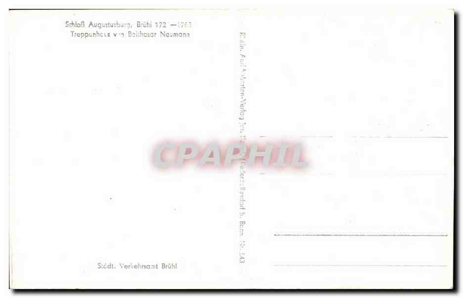 CPA Schloss Augusturburg Bruhl Treppenaufgang — Rückseite