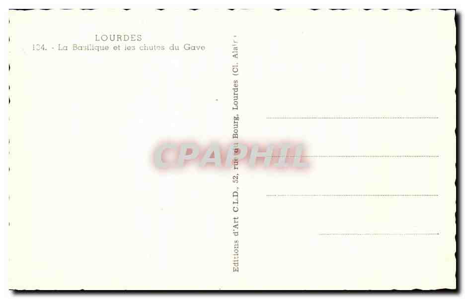 CPA Lourdes La Basilique et les Chutes du Gave — Verso