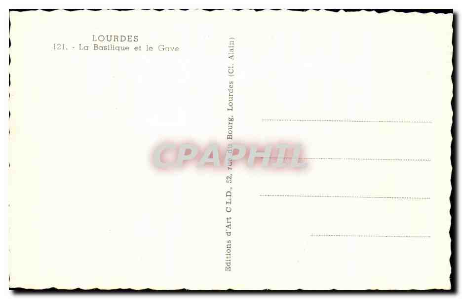 CPA Lourdes La Basilique et le Gave — Verso