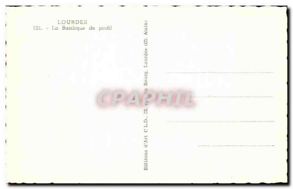CPA Lourdes La Basilique de profil — Verso