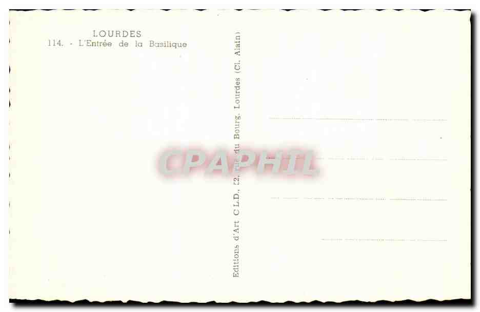CPA Lourdes L'Entree de la Basilique — Verso