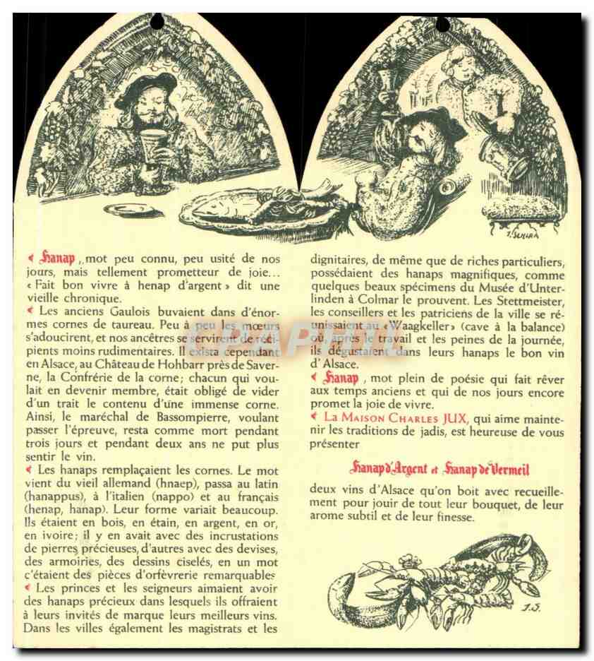 Etiquette Vin D'Alsace Hanap d'argent Homard Poissons Charles Lux Colmar Rue de Turckeim — Verso