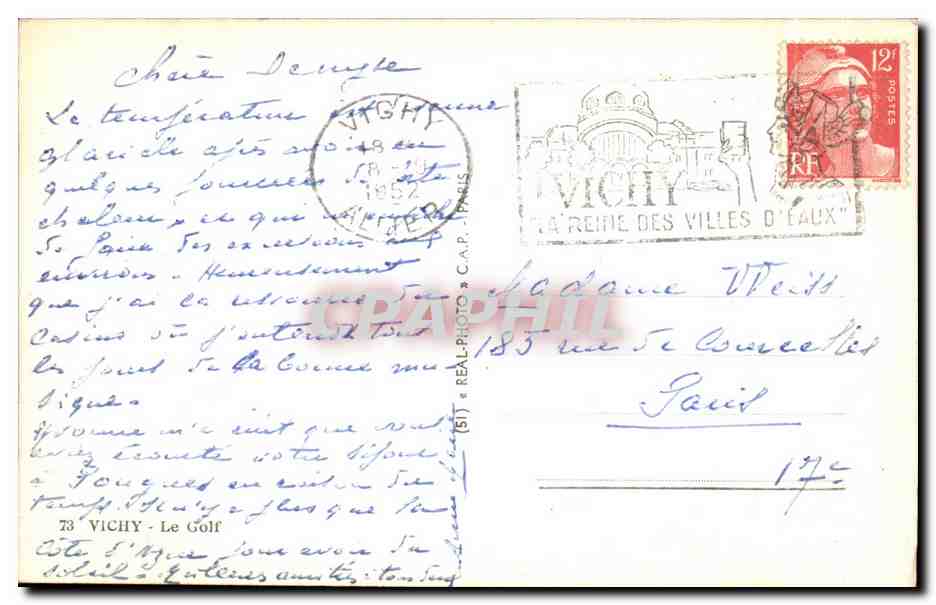 CPA Vichy Le Golf — Verso