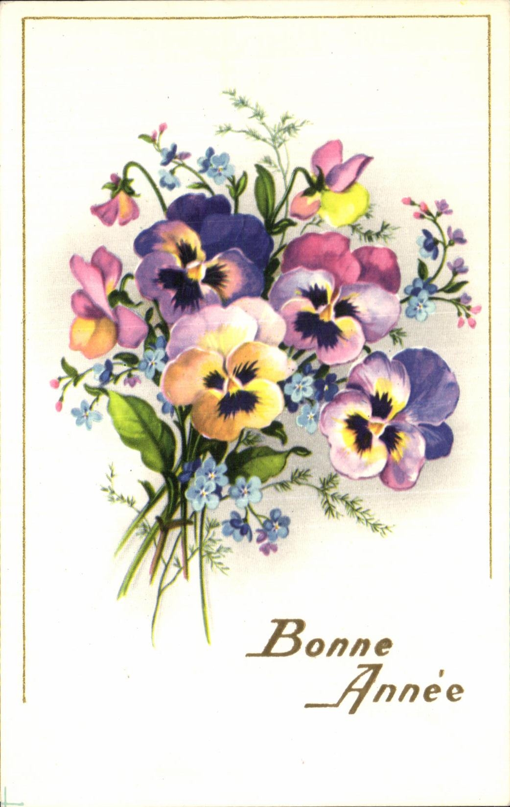 CPA Fantaisie Fleurs Bonne Annee