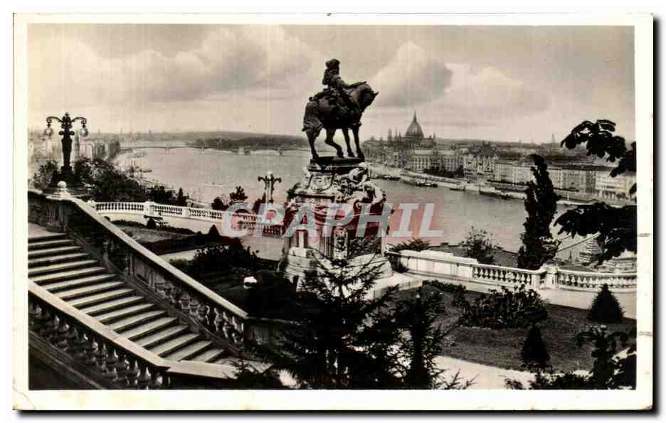 CPA Budapest Kilatus a kiralyi var kertjebol Aussicht vom Burggarten Vue du parc