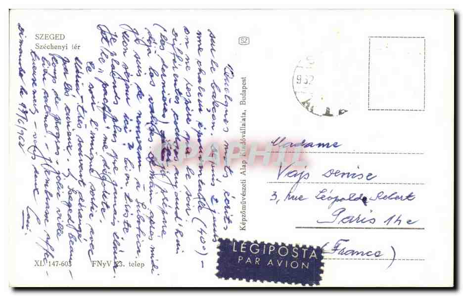 CPA Szeged Szechenyi ter Hongrie Hungary — Verso