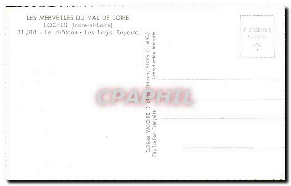 CPA Les Merveilles Du Val De Loire Loches (Indre et Loire) Le Chateau Les Logis Royaux — Rückseite
