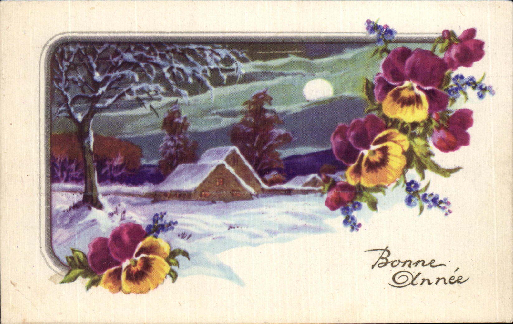 CPA Fantaisie Fleurs Bonne Annee