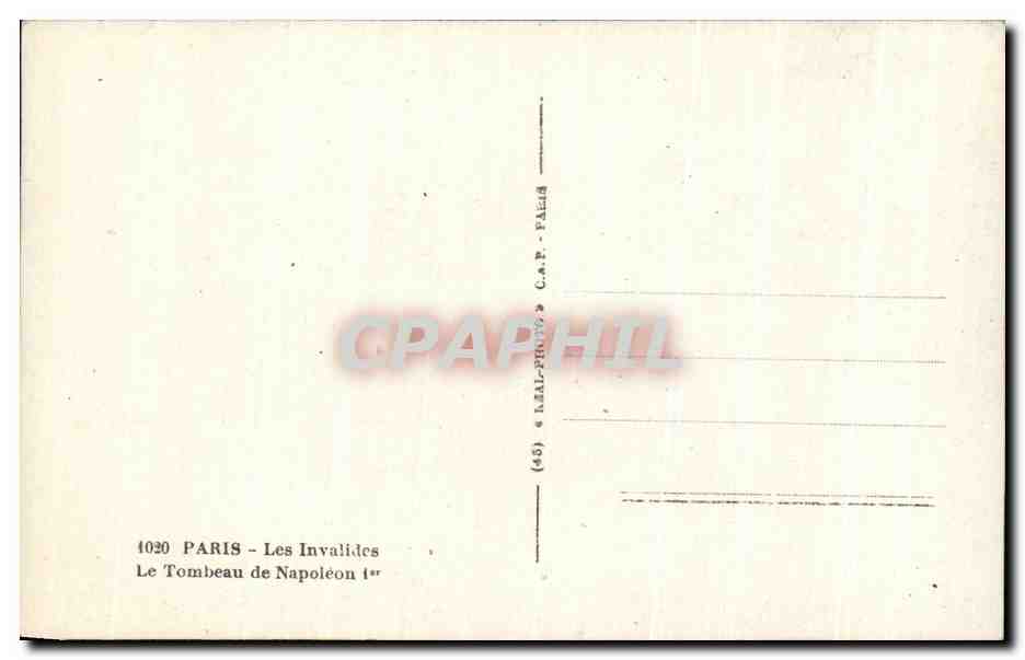 CPA Paris Les Invalides Le Tombeau de Napoleon — Rückseite