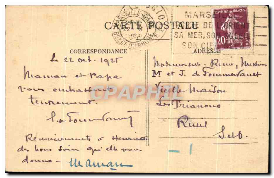 CPA Marseille Grand Hotel Noailles et Metropole Salle a Manger privce Style provencal — Rückseite