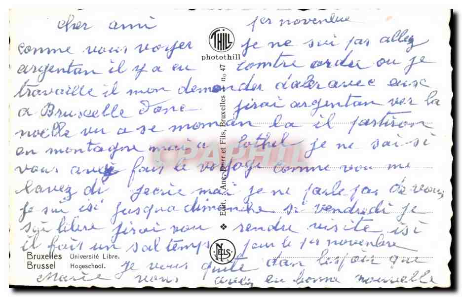 CPA Bruxelles Universite Libre Brussel Hogeschool — Rückseite