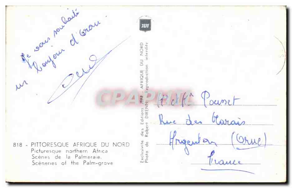 Scènes de la Palmeraie — Afrique du Nord — Editions JEFF — Verso
