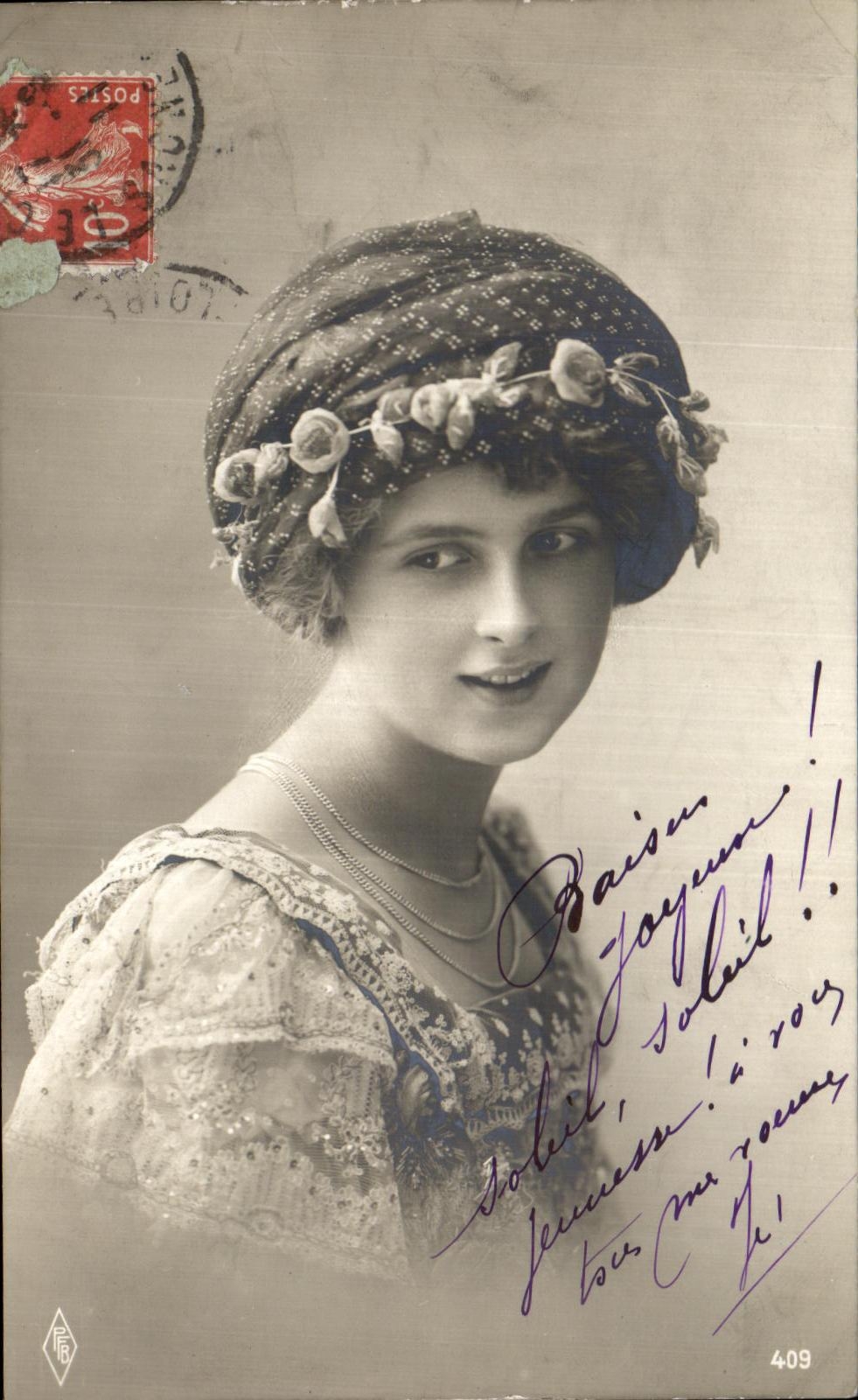 Young woman in decorated turban — publisher L. R. n° 409