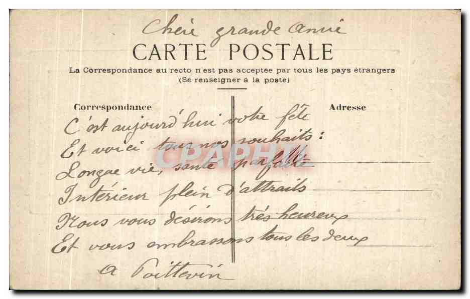 CPA Fantaisie Femme Bonne Fete Moutons  — Rückseite