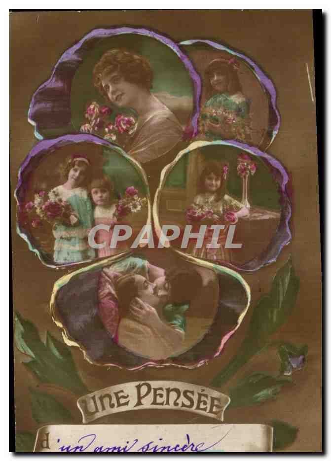 CPA Fantaisie Fleurs Femme Militaria Une Pensee
