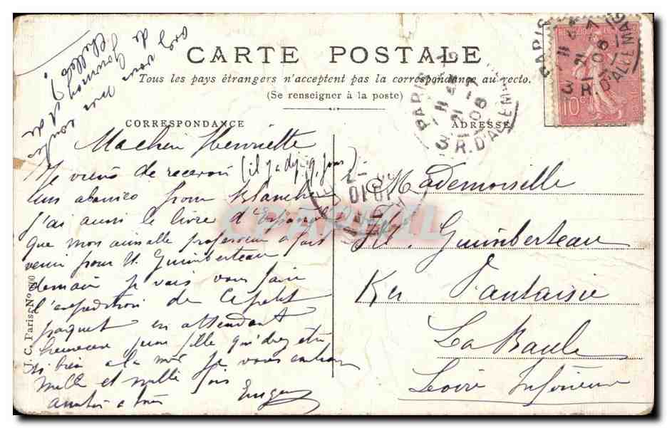 CPA Fantaisie Fleurs Souvenir Affectueux — Rückseite