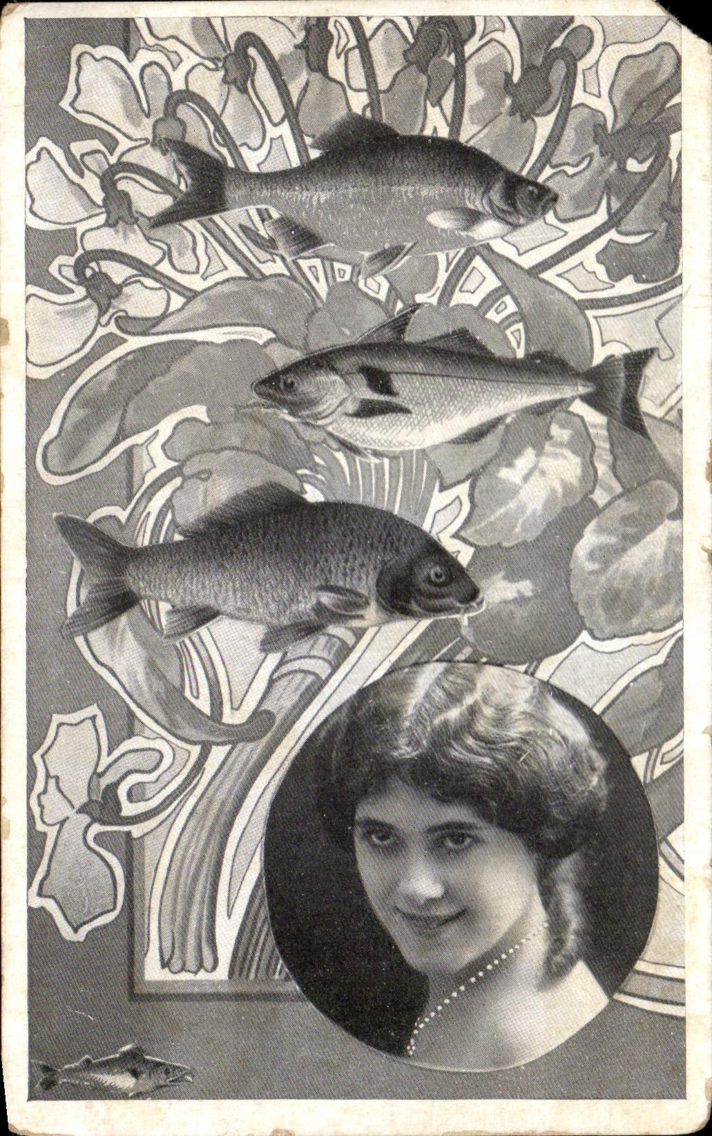 CPA Fantaisie Femme Poissons 