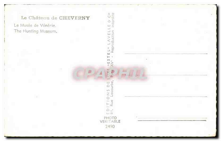 CPA Le Chateau de Cheverny Le Musee de Venerie The Hunting Museum Chasse — Rückseite