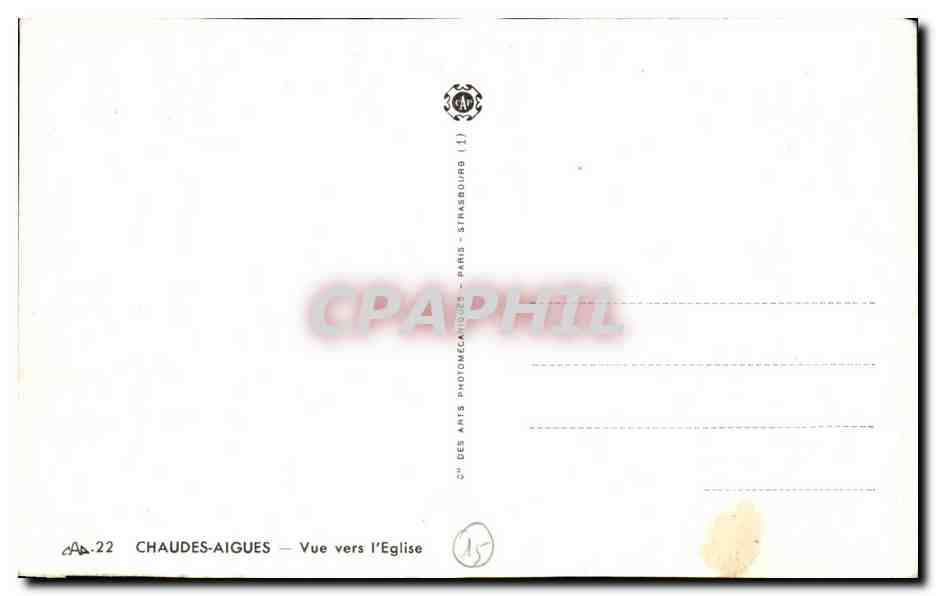 CPA Chaudes Aigues Vue vers I'Eglise — Verso