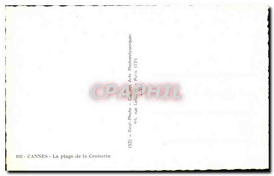 CPA Cannes la plage de la croisette  — Rückseite