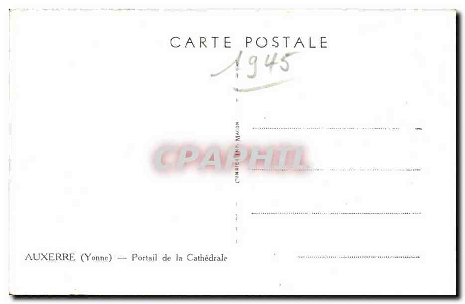 CPA Auxerre Portail de la cathedrale — Verso