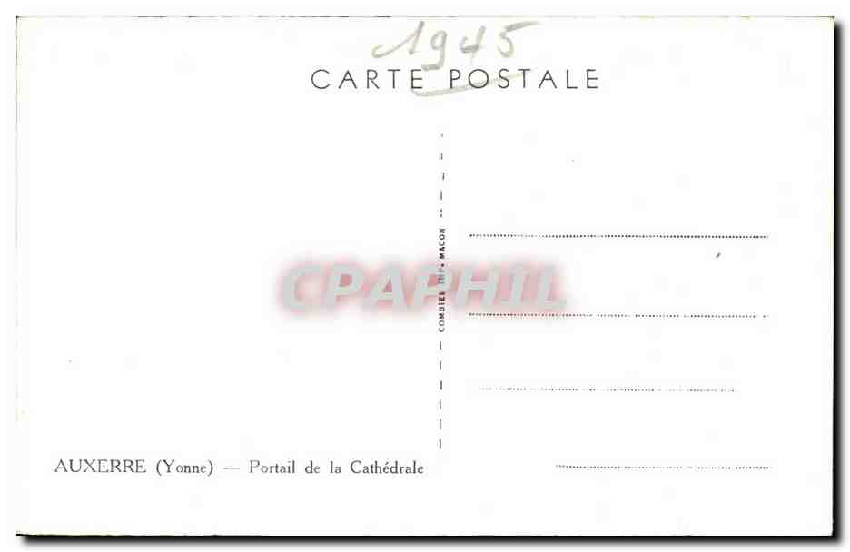 CPA Auxerre Portail de la Cathedrale — Verso