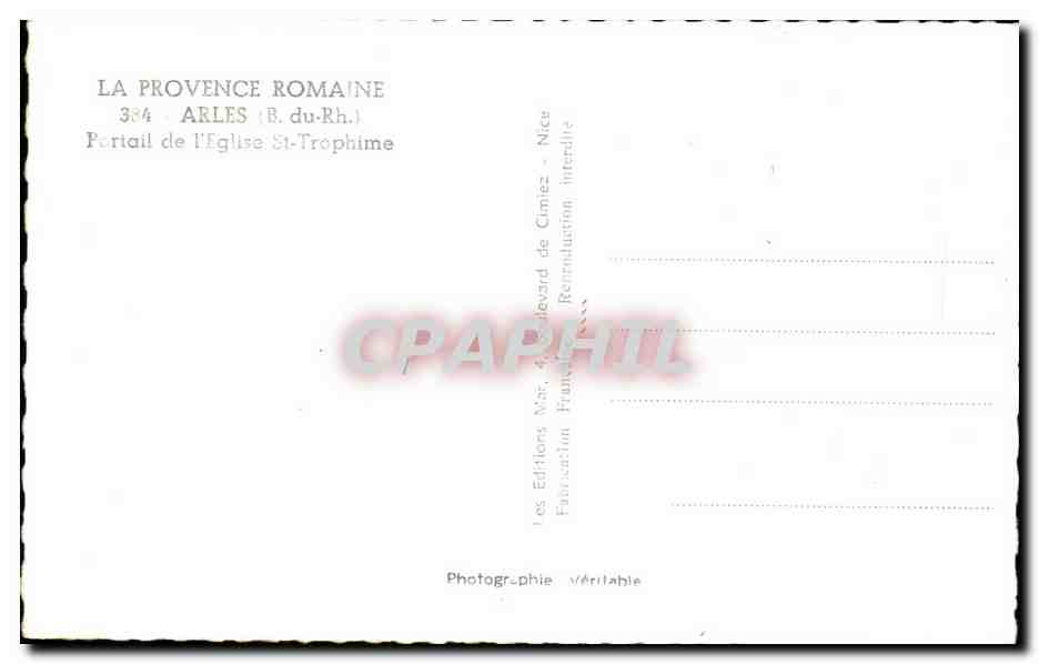 CPA Arles Portail le l'eglise st trophime  — Rückseite