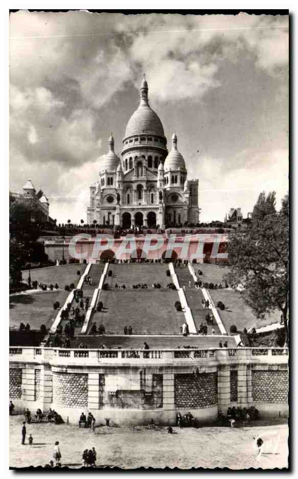 CPA Paris Sacre coeur de Montmartre les jardins