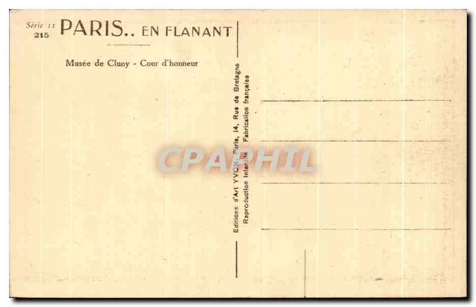 CPA Paris en flanant Musee de cluny cour d honneur — Rückseite