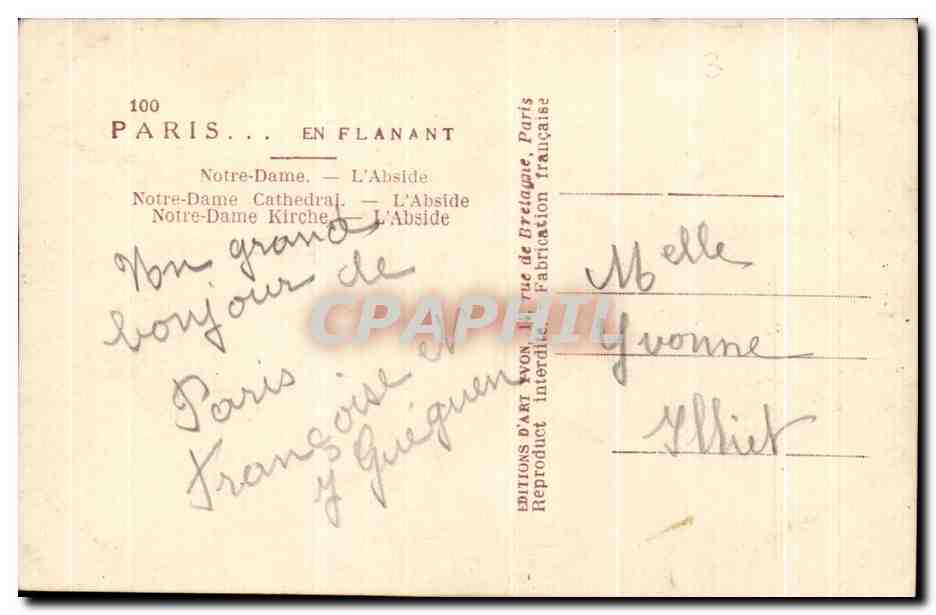 CPA Paris en flanant notre dame l'abside notre dame — Rückseite