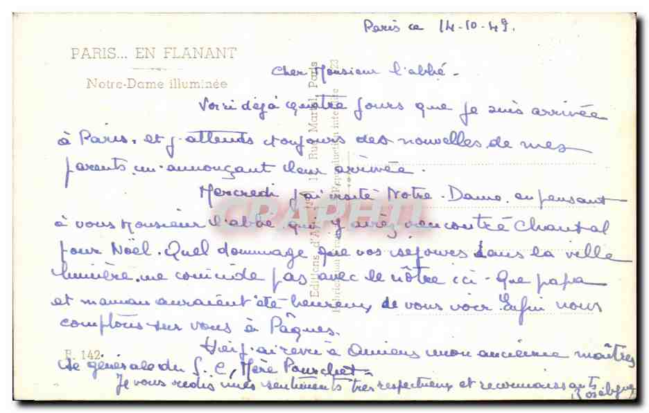 CPA Paris en flanant notre dame illuminee  — Rückseite