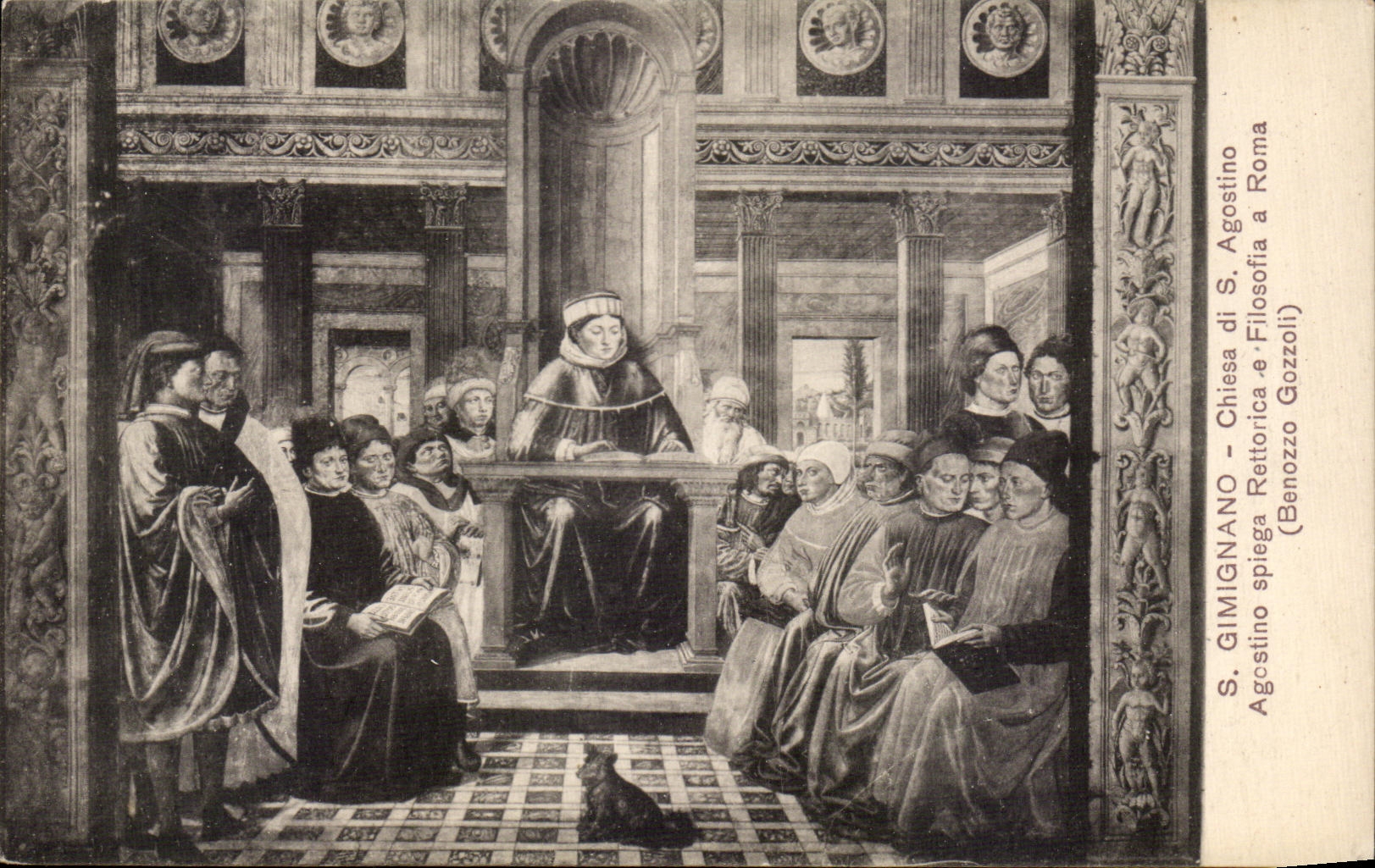 CPA Gimignano Chiesa di S Agostino Agcstino spiega Rettorica Filosofia a roma Bennozzo Gonnoll